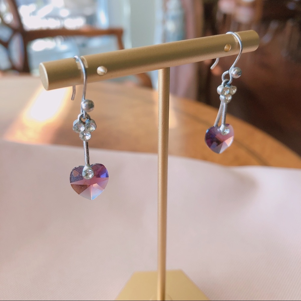 Purple Heart drop earrings